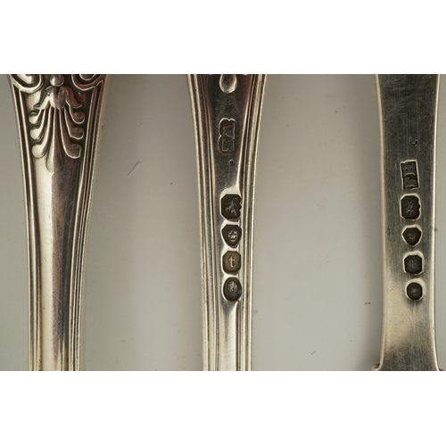 38 - Twenty items of 19th century silver flatware, various patterns, dates and makers, including five hon... 