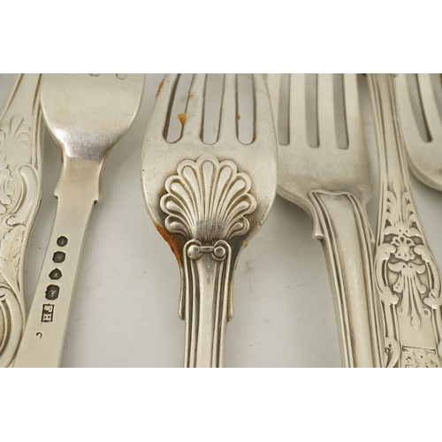 38 - Twenty items of 19th century silver flatware, various patterns, dates and makers, including five hon... 