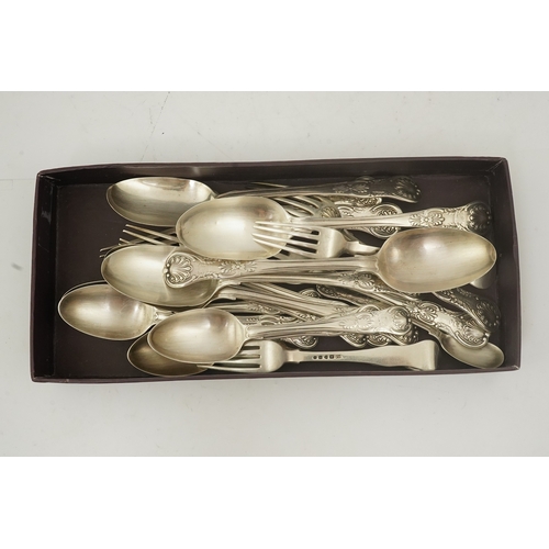 38 - Twenty items of 19th century silver flatware, various patterns, dates and makers, including five hon... 