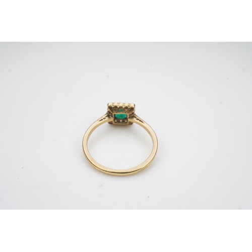 396 - An emerald and diamond ring, early 20th century, designed as a square cluster, set with a square mix... 