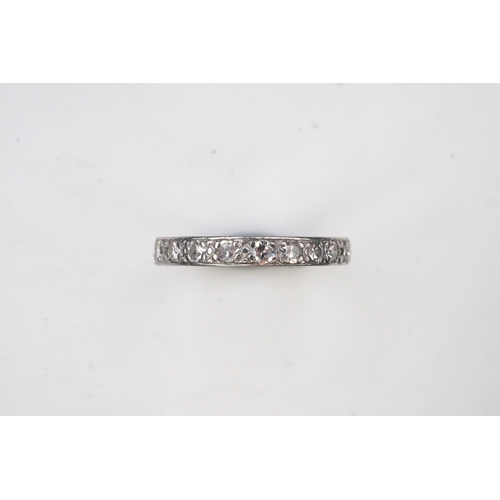 401 - A diamond eternity ring, mid 20th century, set with a continuous band of single-cut diamonds totalli... 