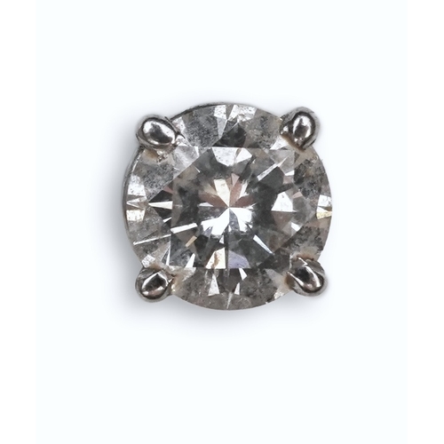 435 - A diamond stud earring, set with a brilliant-cut diamond weighing approximately 0.60 carats, mounted... 