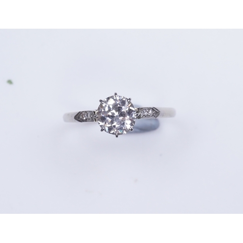 459 - A diamond engagement ring, first half 20th century set with an antique circular-cut diamond weighing... 