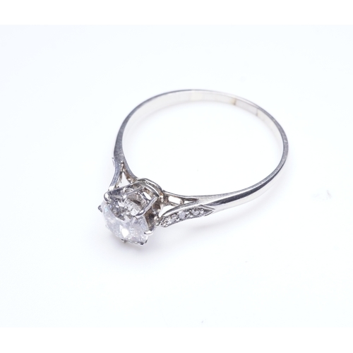 459 - A diamond engagement ring, first half 20th century set with an antique circular-cut diamond weighing... 