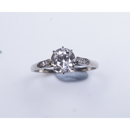 459 - A diamond engagement ring, first half 20th century set with an antique circular-cut diamond weighing... 