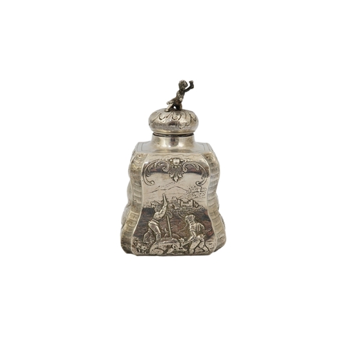 49 - A late Victorian Hanau silver tea caddy and cover by Berthold Muller, with import marks for Chester,... 