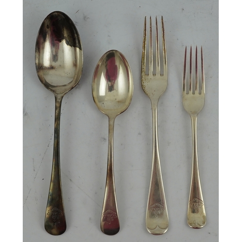 60 - A harlequin part canteen of Edwardian and later silver Old English pattern flatware, various dates a... 