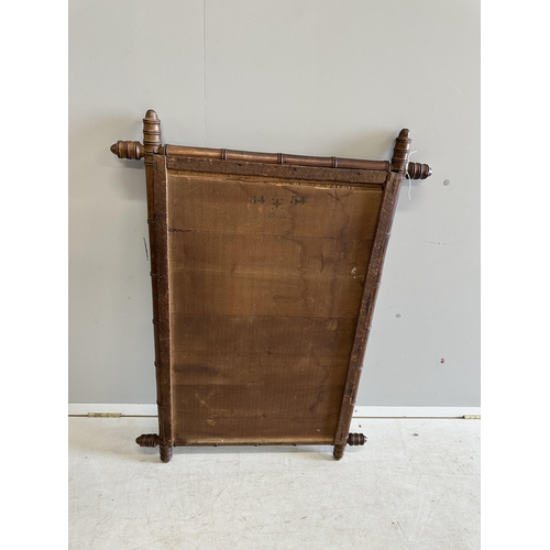 1004 - A late 19th century French rectangular faux bamboo wall mirror, width 72cm, height 104cm. Condition ... 