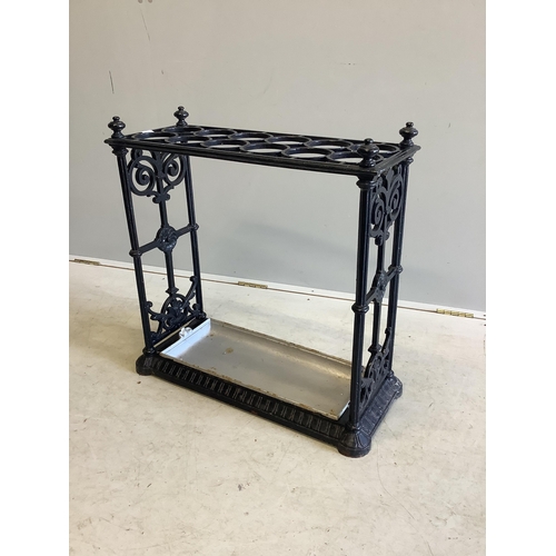 1011 - A 19th century Coalbrookdale style cast iron umbrella stand, width 62cm, depth 26cm, height 64cm. Co... 