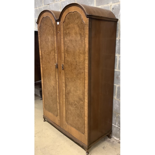 1012 - A Queen Anne Revival walnut wardrobe, width 126cm, depth 58cm, height 202cm. Condition - good