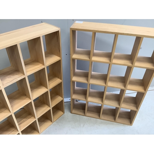 1022 - A pair of contemporary wooden pigeon hole wall units, width 49cm, height 70cm. Condition - good... 