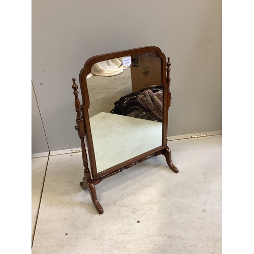 1025 - A George III style mahogany skeleton frame toilet mirror, width 52cm, height 68cm. Condition - good... 