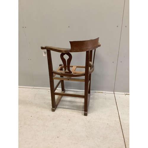 1036 - W. E. Gladstone, an oak corner chair, width 65cm, depth 57cm, height 84cm. Condition - fair, lacks s... 