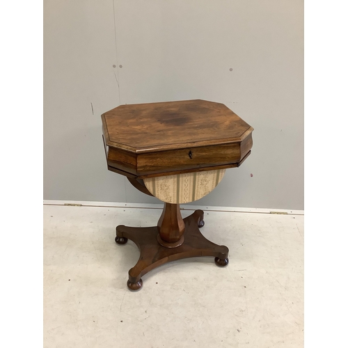 1038 - A Victorian rosewood work table, width 60cm, depth 49cm, height 79cm. Condition - fair