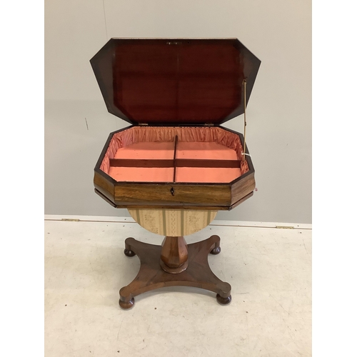 1038 - A Victorian rosewood work table, width 60cm, depth 49cm, height 79cm. Condition - fair