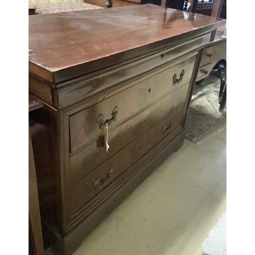 1039 - A 19th century French mahogany commode, width 125cm, depth 55cm, height 96cm. Condition - poor to fa... 