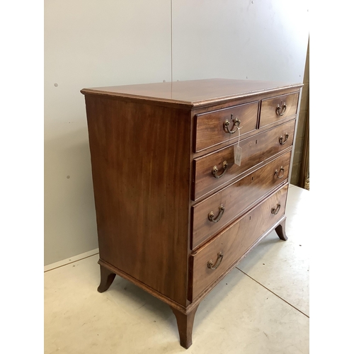 1076 - A George III mahogany five drawer chest, width 95cm, depth 51cm, height 90cm. Condition - fair... 