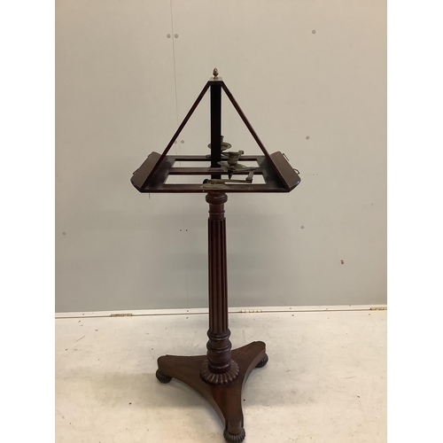 1102 - A Regency and later mahogany duet music stand, height 120cm. Condition - fair to good