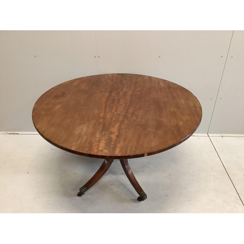 1103 - A George III circular mahogany tilt top breakfast table, diameter 120cm, height 71cm. Condition - fa... 