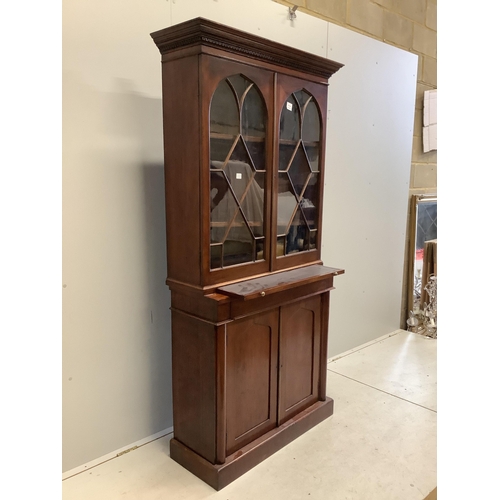 1113 - A Victorian mahogany chiffonier bookcase, width 91cm, depth 37cm, height 186cm. Condition - fair... 