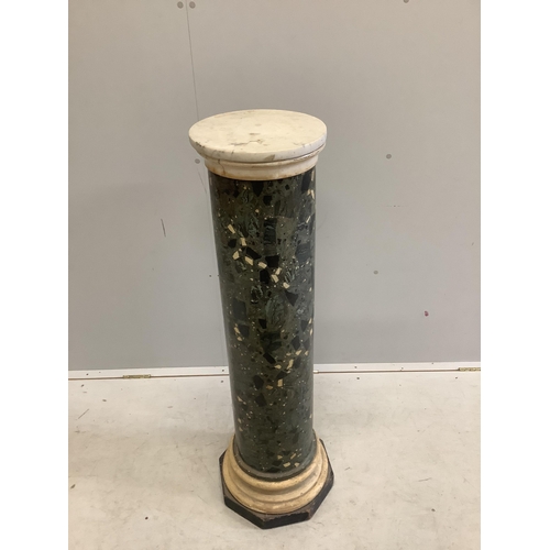 1139 - A 19th century marble top Scagliola pedestal, height 115cm. Condition - fair