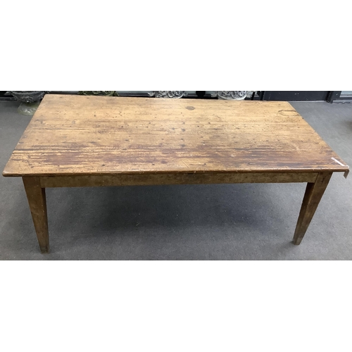 1153 - A 19th century French rectangular oak and pine kitchen table, width 198cm, depth 94cm, height 72cm. ... 