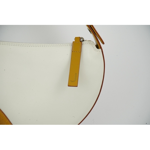 1257 - A vintage Jaeger leather white and tan shoulder bag