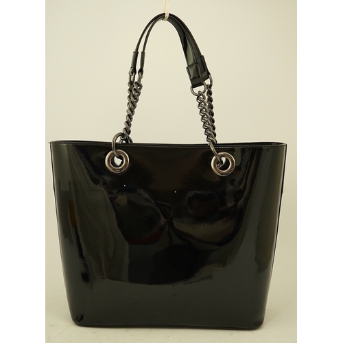 1262 - A DKNY black patient leather tote with scarf detail. with original dust bag.