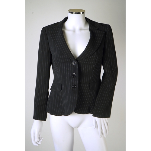 1270 - An Armani Jeans black pin stripe suit jacket Size 42