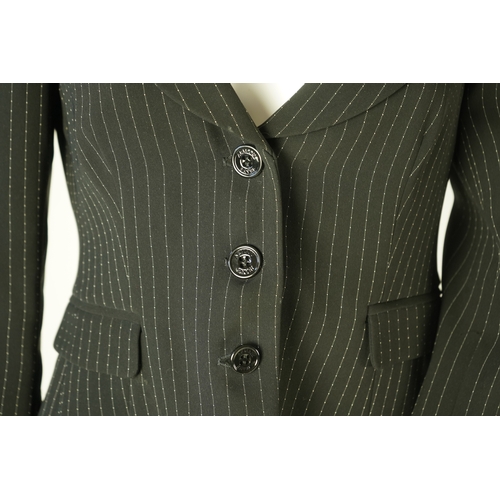 1270 - An Armani Jeans black pin stripe suit jacket Size 42