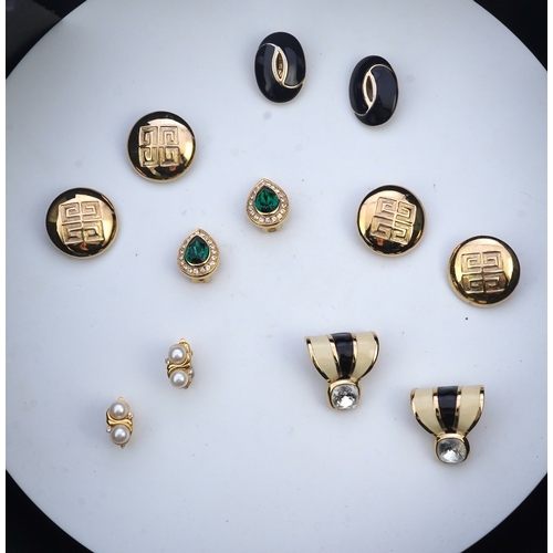 1281 - Two pairs of Givenchy clip earrings and four other pairs.