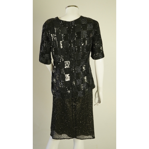 1296 - A lady's Jaeger black sequin skirt and black sequin top (not matching). Size UK 12-14