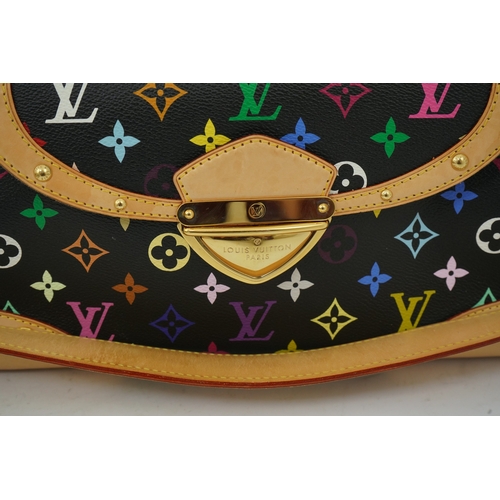 1306 - A Louis Vuitton x Takashi Murakami black / monogram multicolour coated canvas handbag with with natu... 