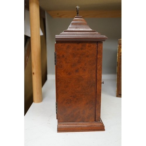 1365 - A George III style mahogany eight day chiming bracket clock, 40cm high. Condition - fair, unchecked ... 