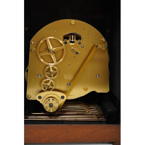 1365 - A George III style mahogany eight day chiming bracket clock, 40cm high. Condition - fair, unchecked ... 