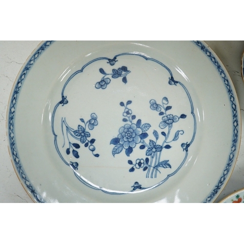 1373 - Nine items of mixed 18th century and later Chinese ceramics etc., largest plate 22.5cm diameter. Con... 