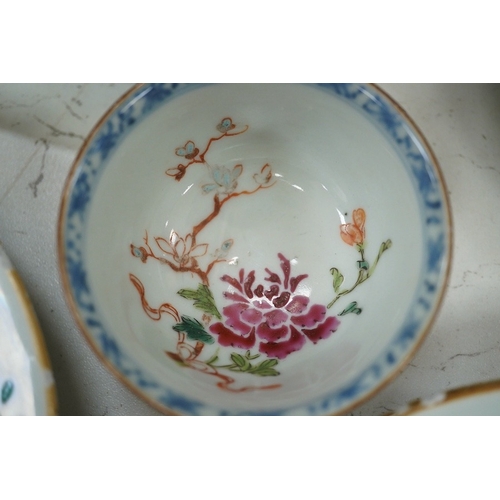 1373 - Nine items of mixed 18th century and later Chinese ceramics etc., largest plate 22.5cm diameter. Con... 