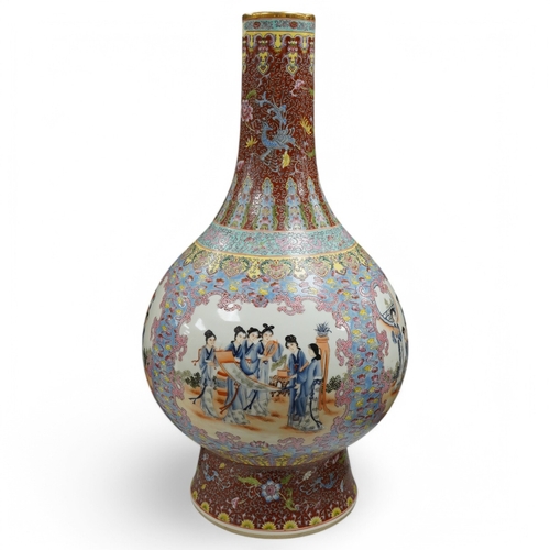 1392 - A large 20th century Chinese famille rose vase, 67cm high. Condition - good