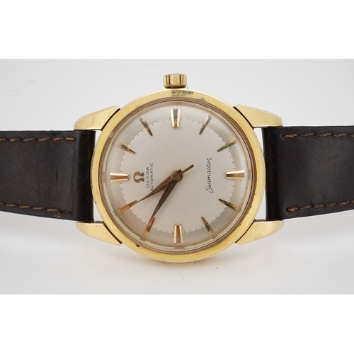 1926 - A gentleman's early 1960's 18ct gold Omega Seamaster automatic wrist watch,, with baton numerals, mo... 