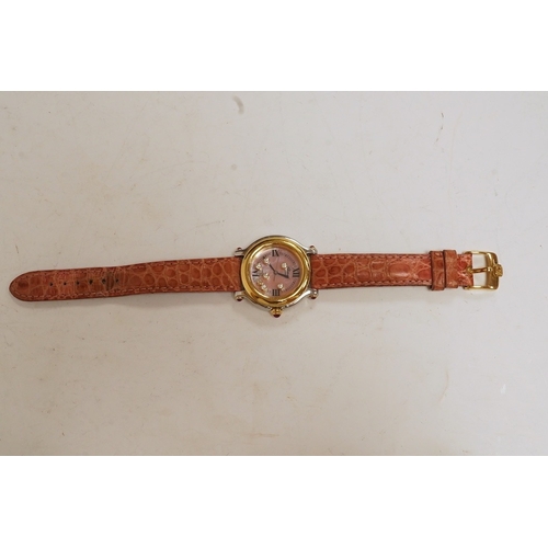 1927 - A lady's recent steel and gold Chopard 'Happy Sport' quartz wrist watch, the paua shell dial with se... 