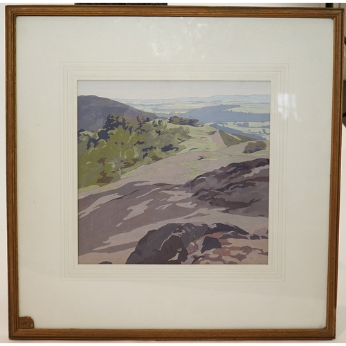 114 - Herbert E. Peart (b.1881) 'Midsummer Hill'temperasigned and dated 192634 x 35cm... 