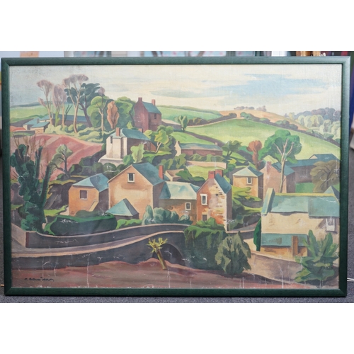 115 - § § Adrian Paul Allinson ROI (English, 1890-1959) Hillside villageoil on canvassigned59 x 87.5cm... 