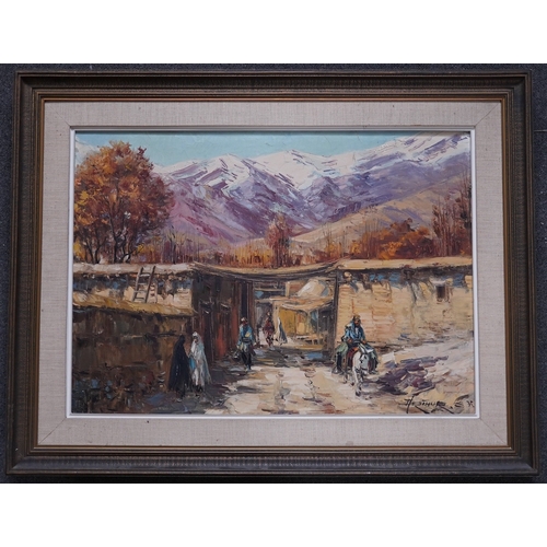 141 - Arthur Sarkissian (Armenian, b.1960) Village near the mountains, Iranoil on canvassigned and dated T... 