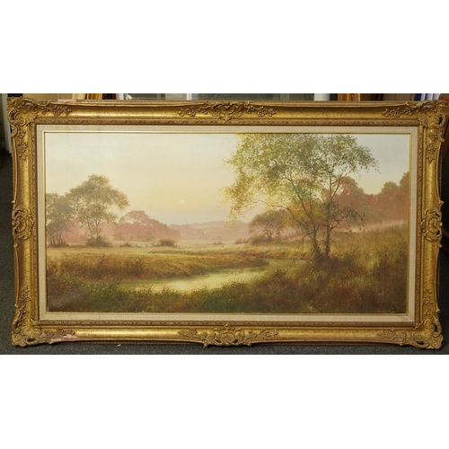 142 - David Dipnall (English, 1941-2023) River landscapeoil on canvassigned50 x 101cm... 