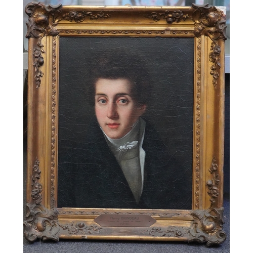 15 - 19th century French School Portrait of Henry Brindeau, Directeur du Journal du Havre (1797-1861)oil ... 