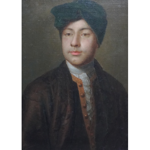 17 - 18th century English School Half length portrait of a gentleman wearing a green turbanoil on canvas5... 