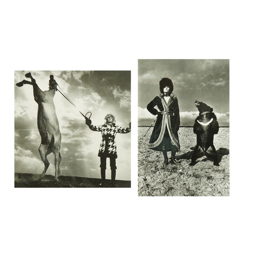 179 - Helmut Newton (1920-2004) Model in Fur with Bear & Model with Rampant Horsephotolithographs (2)66 x ... 