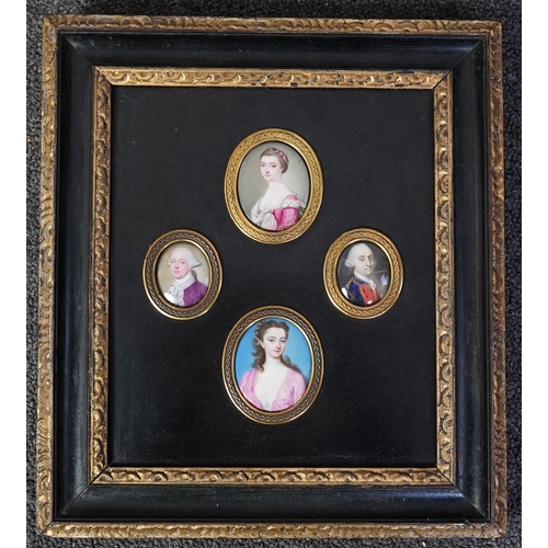 2 - English School c.1760 Miniature portraits of the Cartwright Familyenamel on copper (4)Mary Catherine... 