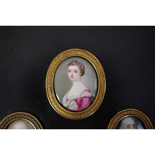 2 - English School c.1760 Miniature portraits of the Cartwright Familyenamel on copper (4)Mary Catherine... 