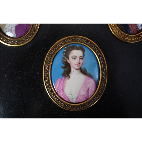 2 - English School c.1760 Miniature portraits of the Cartwright Familyenamel on copper (4)Mary Catherine... 